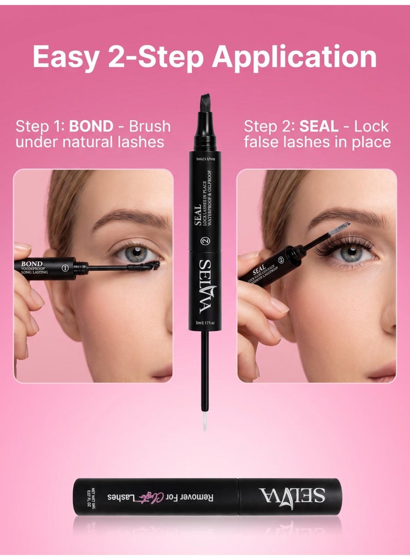 SELVA BEAUTY 2-in-1 Dual Ended Eyelash Extension Kit 5ml Strong Hold Lash Bond Glue and 5ml Fruit Scent Remover Gel Dual Side DIY Lash Adhesive Remover Set - Image 4
