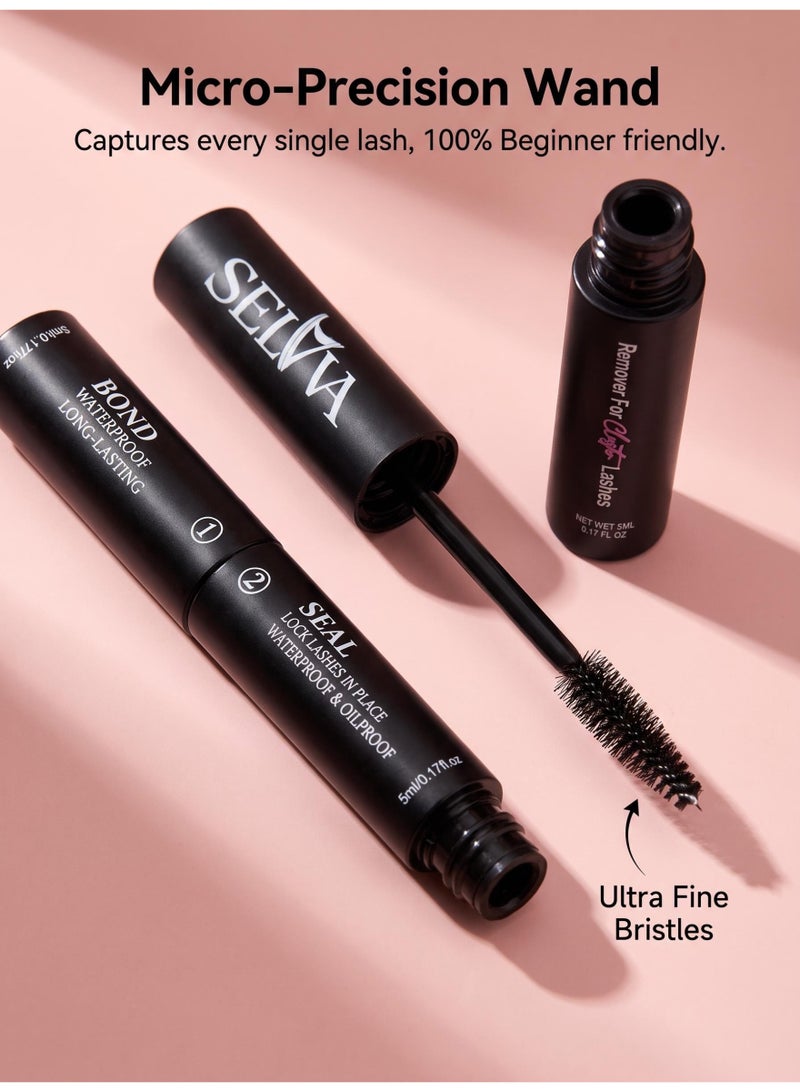 SELVA BEAUTY 2-in-1 Dual Ended Eyelash Extension Kit 5ml Strong Hold Lash Bond Glue and 5ml Fruit Scent Remover Gel Dual Side DIY Lash Adhesive Remover Set - Image 5