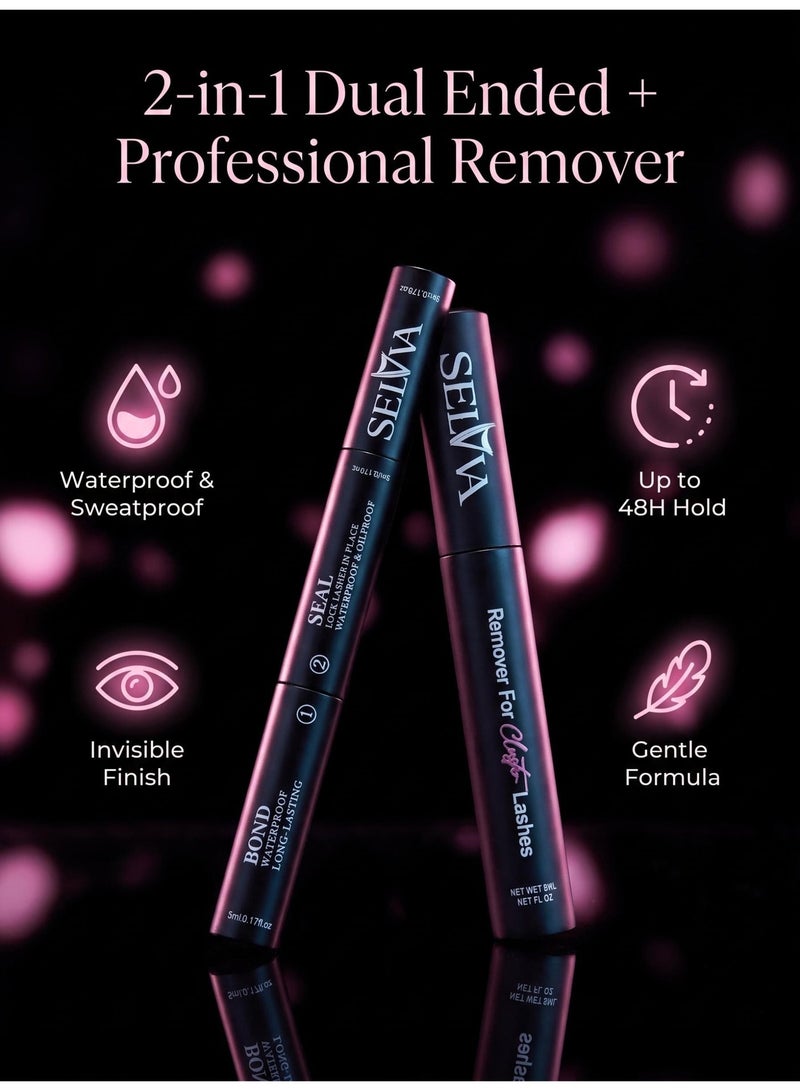SELVA BEAUTY 2-in-1 Dual Ended Eyelash Extension Kit 5ml Strong Hold Lash Bond Glue and 5ml Fruit Scent Remover Gel Dual Side DIY Lash Adhesive Remover Set - Image 1