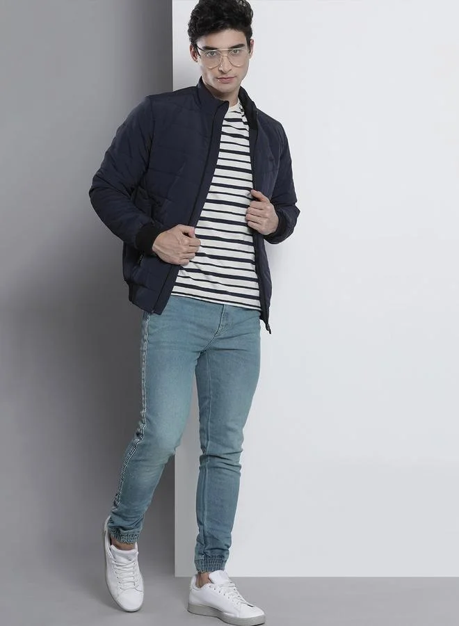 The Indian Garage Co Blue The Indian Garage Co Men Taping Detail Cuffed Jeans for Men | Best Price UAE