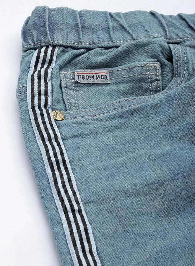 The Indian Garage Co Blue The Indian Garage Co Men Taping Detail Cuffed Jeans for Men | Best Price UAE