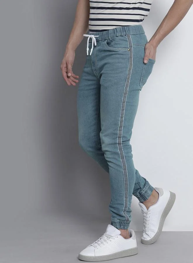 The Indian Garage Co Men Taping Detail Cuffed Jeans