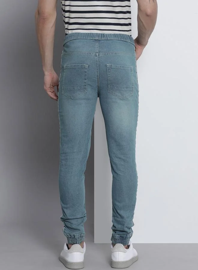 The Indian Garage Co Blue The Indian Garage Co Men Taping Detail Cuffed Jeans for Men | Best Price UAE