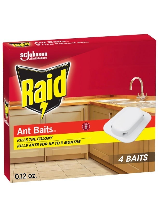 Raid Ant Killer Baits, for Household Use, Kills The Colony, Kills Ants for 3 Months, Child Resistant, 4 Count - Image 1
