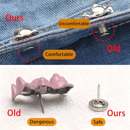 SCORYULE 12 Set Bear Pant Waist Tightener, Adjustable Waist Buckle Set, Button Pins for Loose Jeans to Make Tighter, Button Adjuster for Pants, Jeans, Skirts, Sleeves - Image 3