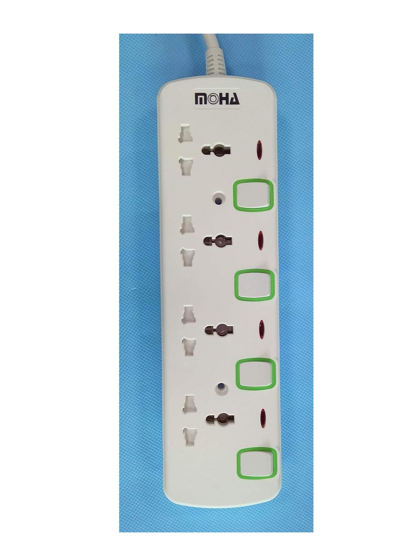 ELTRAZONE "3-Way Power Extension Socket with Individual Switches – White, 2 Meter"  - Image 1
