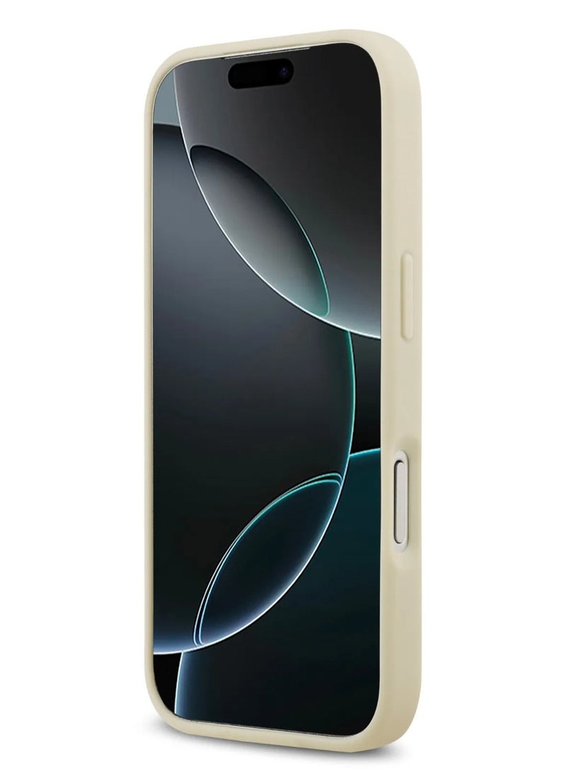 GUESS iPhone 17 Pro Max MagSafe Case / PU Leather Case with Peony Hot Stamp Design & Classic Logo - Beige - Image 5