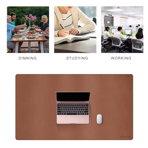MAIDERN 40” x 24” Leather Desk Pad, Reversible Large Desk Mat, Cork & Leather Large Mouse pad for Desk, Waterproof Computer Desk Pad for Gaming Home Office (Brown) - Image 4