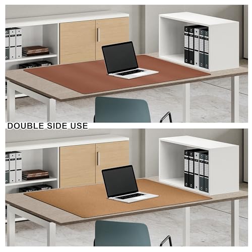 MAIDERN 40” x 24” Leather Desk Pad, Reversible Large Desk Mat, Cork & Leather Large Mouse pad for Desk, Waterproof Computer Desk Pad for Gaming Home Office (Brown) - Image 5