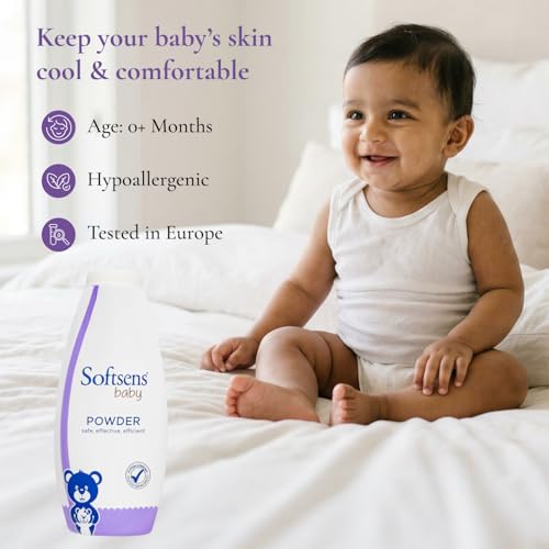 Softsens Baby Powder|Enriched with Patchouli & Olive|Soothes & Moisturises Baby’s Skin|Mild,Dermatologically Tested,Hypoallergenic & Paraben-Free|200g (Pack of 4) - Image 2