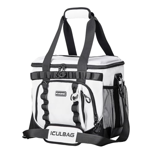 Iculbag Soft Cooler Bags Insulated Luch Bag Women Men Waterproof Insulated Cooler Bag for 16hour Cooling for Camping Beach Picnic Travel White 2048cans - Image 1