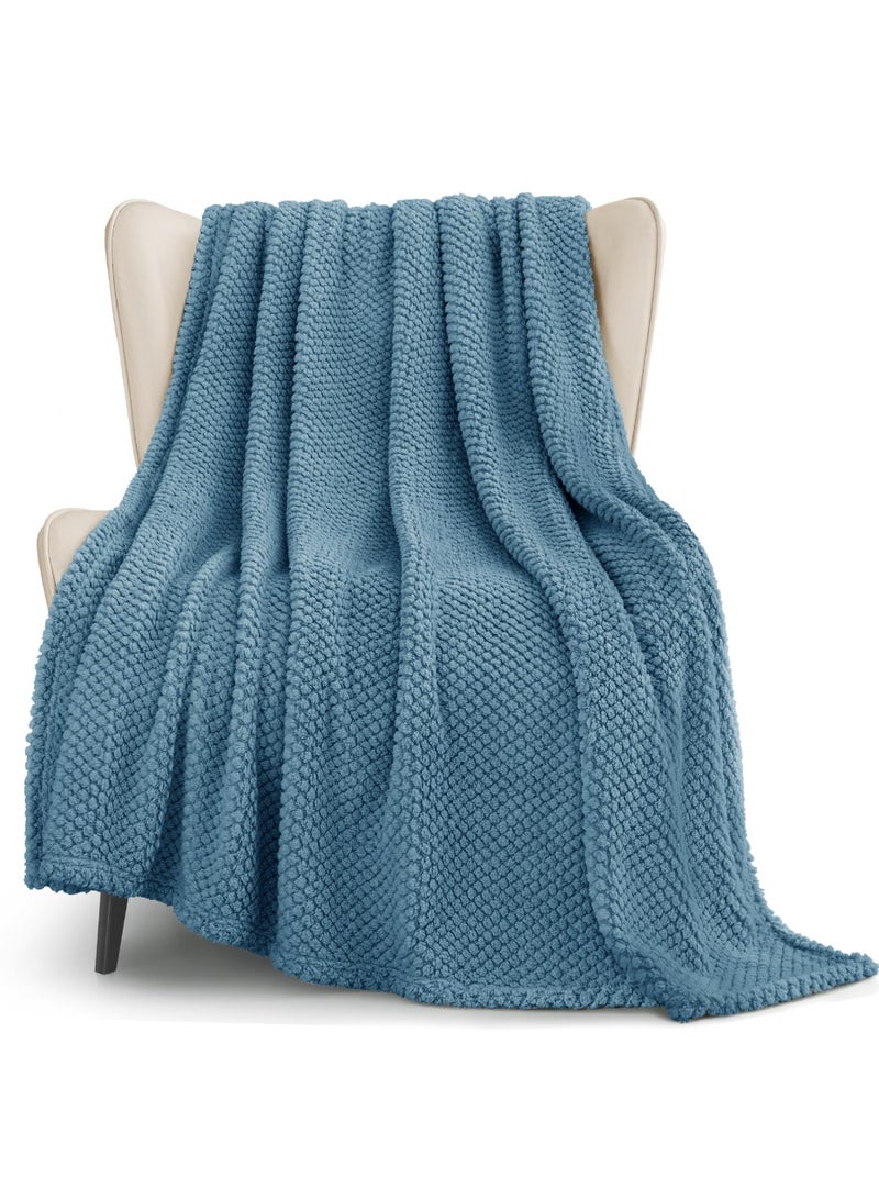 Coral Velvet Blanket Super Soft and Warm 180* 200 cm Sofa Blanket Comfortable Fluffy Lightweight (Blue Gray) Blanket  - Image 1
