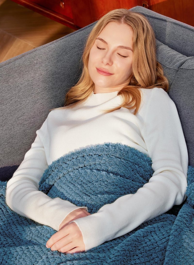 Coral Velvet Blanket Super Soft and Warm 180* 200 cm Sofa Blanket Comfortable Fluffy Lightweight (Blue Gray) Blanket  - Image 2