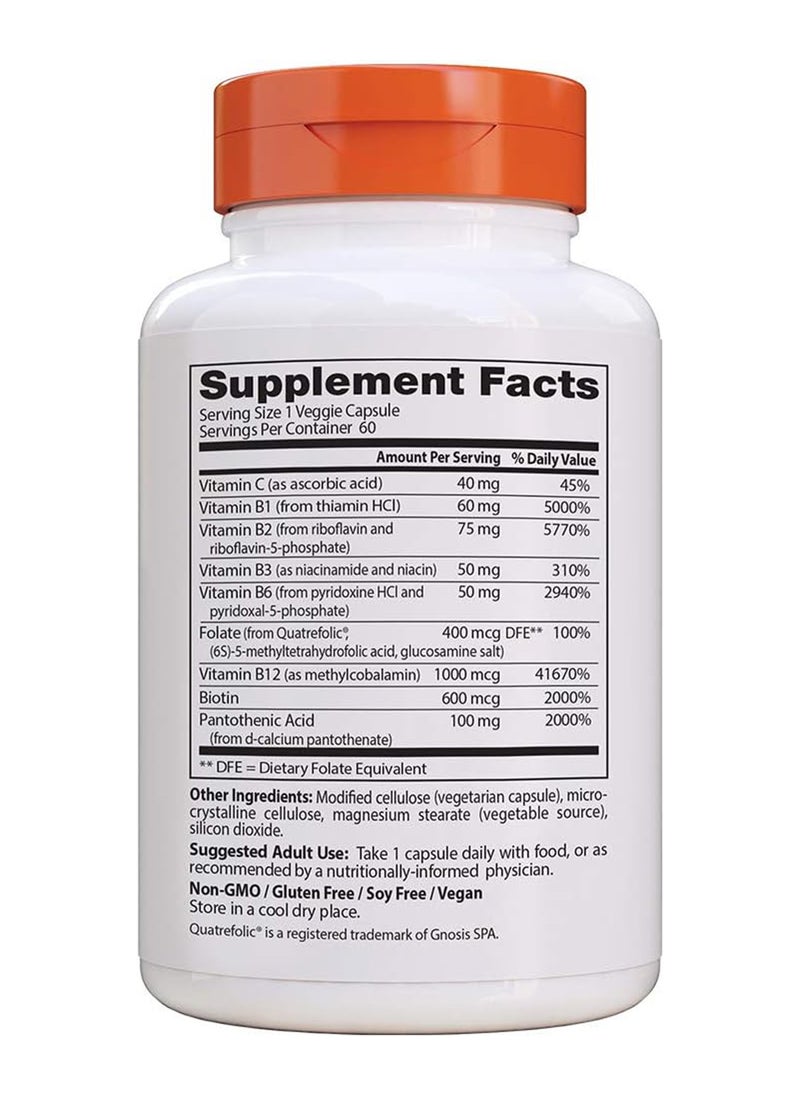 Doctor's BEST Fully Active B Complex Supports Energy Nervous System Optimal Health Nongmo Gluten Free Vegan Soy Free 60 Count  - Image 2