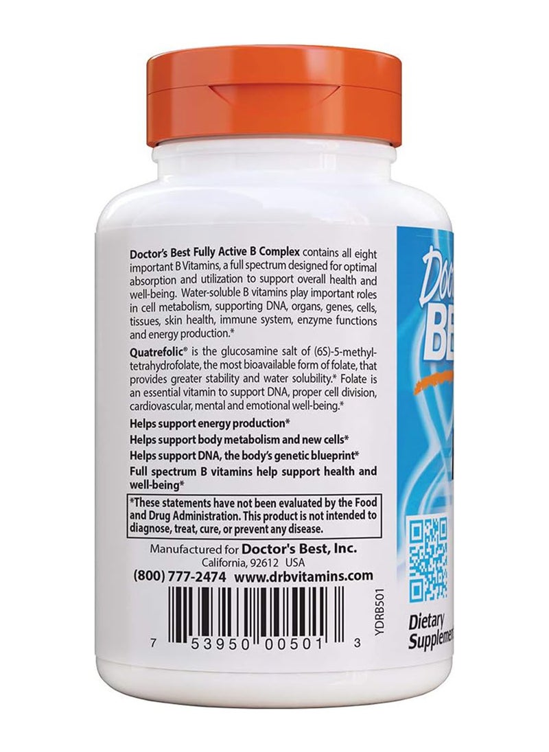Doctor's BEST Fully Active B Complex Supports Energy Nervous System Optimal Health Nongmo Gluten Free Vegan Soy Free 60 Count  - Image 3