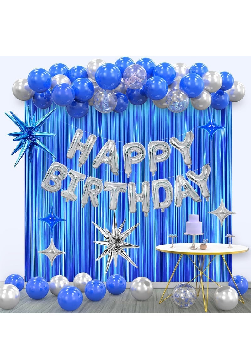 ميكسد 44 قطعة زينة حفلة عيد ميلاد زرقاء للفتيات والنساء - Image 1