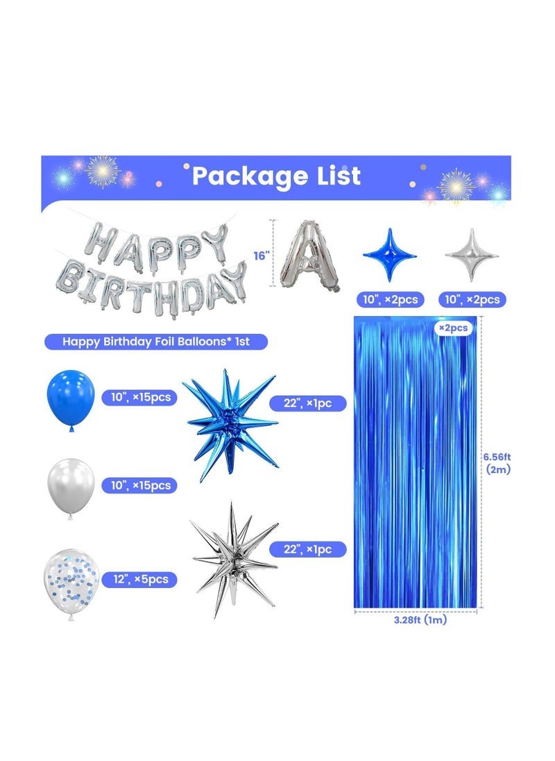 ميكسد 44 قطعة زينة حفلة عيد ميلاد زرقاء للفتيات والنساء - Image 2