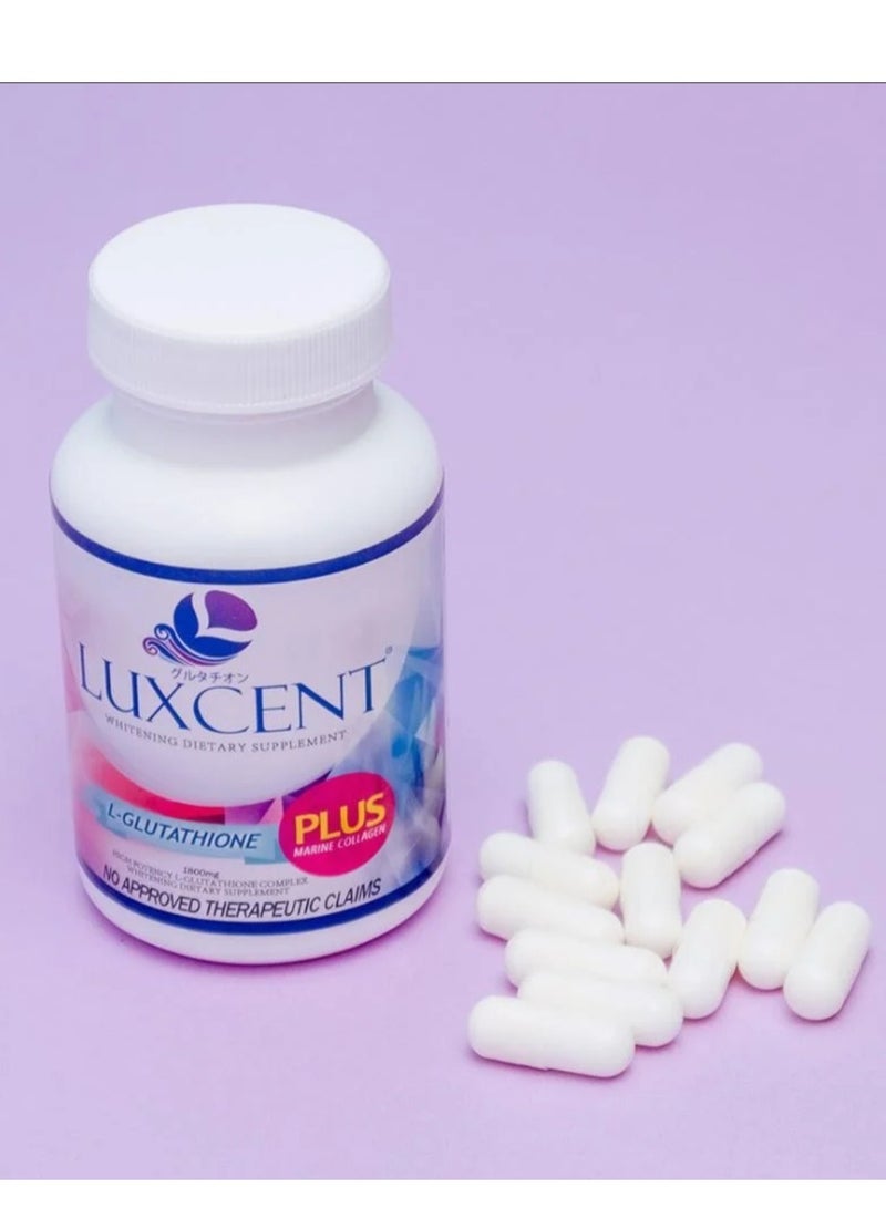 بلاس مكمل غذائي لتبيض البشرة من لوكسنت الجلوتاثيون زائد الكولاجين البحري 1800م.ج - Image 1