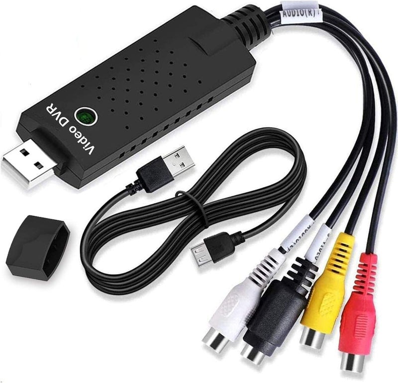 بطاقة التقاط الفيديو USB 2.0 وجهاز صوتي لتحويل أشرطة VHS القديمة وMini DV وHi8 وDVD وVCR إلى رقمي لأجهزة Mac وPC تدعم Windows 2000/10/8/7/Vista/XP/Android - Image 1