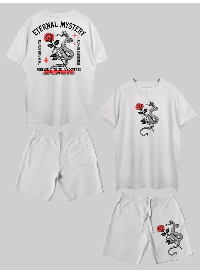 THREADCURRY THREADCURRY Eternal Mystery Printed Co-ord Set for Men - Half Sleeve Oversized T-Shirt and Shorts  - Image 1