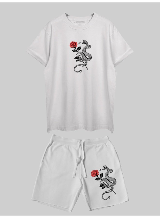 THREADCURRY THREADCURRY Eternal Mystery Printed Co-ord Set for Men - Half Sleeve Oversized T-Shirt and Shorts  - Image 3