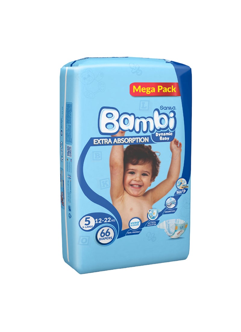 Sanita Bambi Size 5, Xl, 12-22 Kg, Mega Pack, 66 Diapers - Image 4