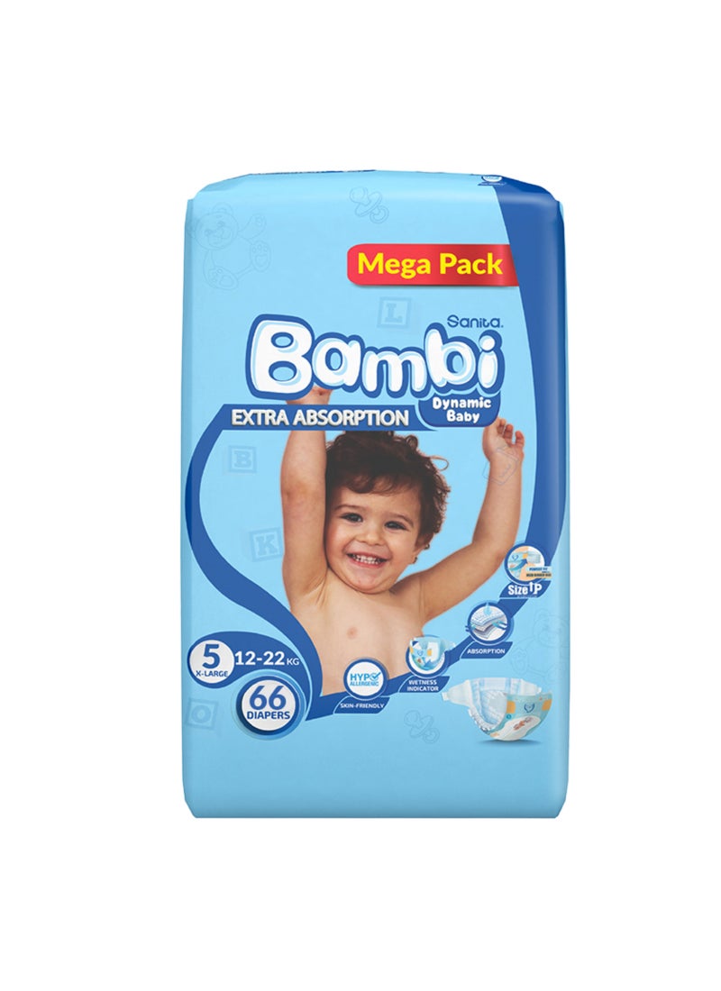 Sanita Bambi Size 5, Xl, 12-22 Kg, Mega Pack, 66 Diapers - Image 3