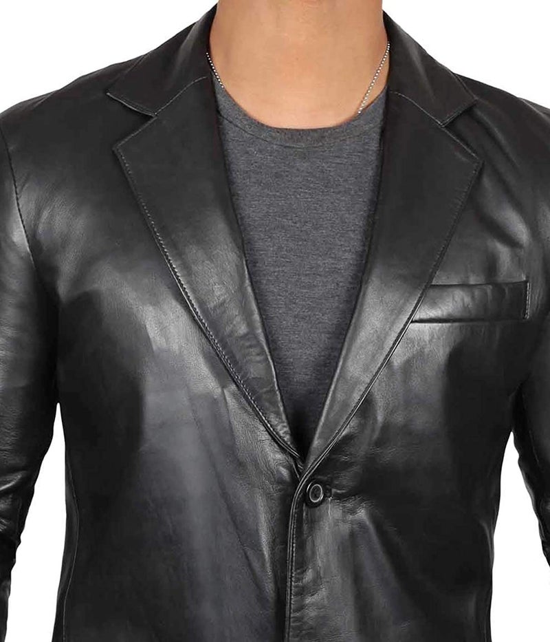 fjackets Lambskin Leather Jacket Men Casual Coat – Notched Collar Classic Style Ultimate Leather blazer black jacket men | [1500566], 2XL - Image 2