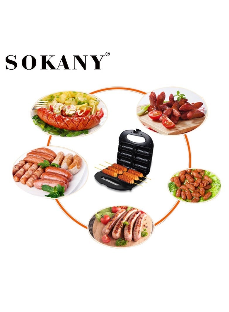 sokany Electric Hot Dog and Corn Dog Maker 750W SK-110, Non-Stick Coating, LED Indicator, Makes 6 Corn Dogs, Cake Pops, Sausages - Image 2