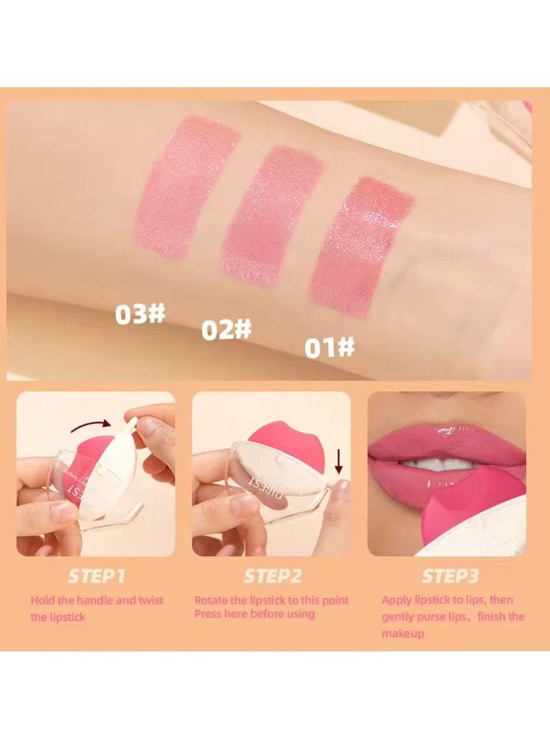 QiBest - Color Changing Lip Shape Lipstick with Beeswax Moisturize Hydrating Glow Lipstick Shimmer Moisturizing Temperature Color Changing Lip Tint Long Lasting Easy to Color Lip Balm 03 - Image 1
