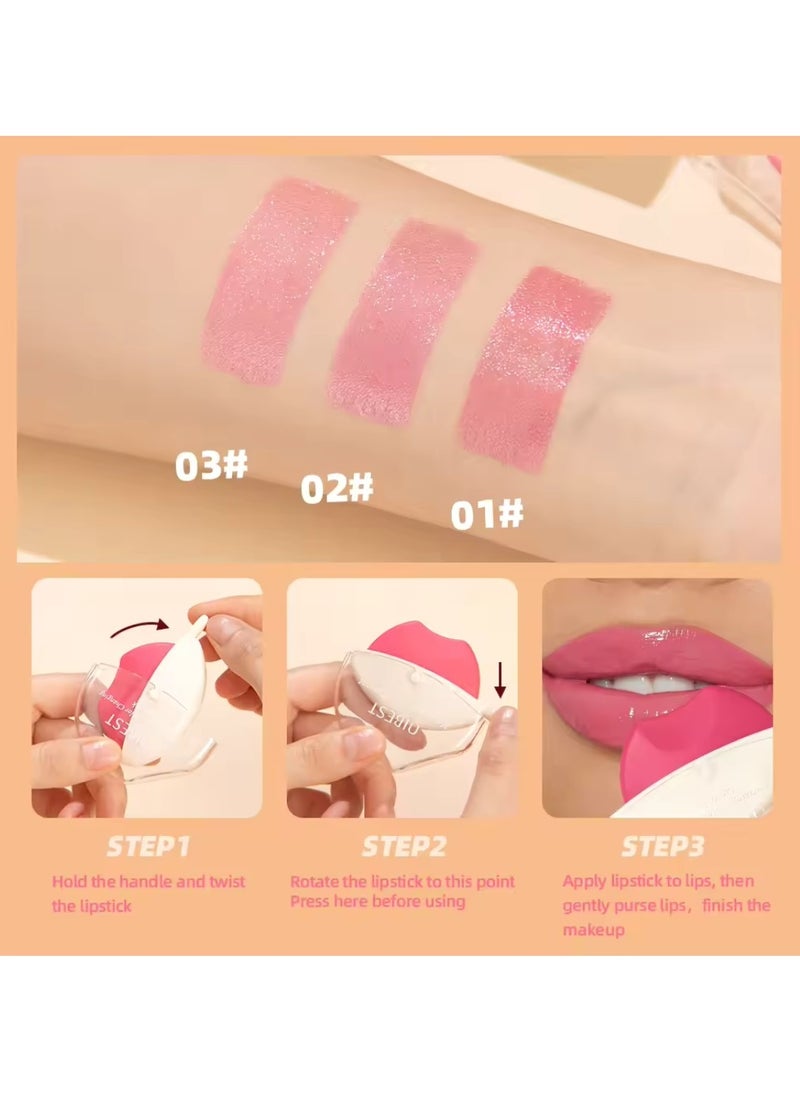 QiBest - Color Changing Lip Shape Lipstick with Beeswax Moisturize Hydrating Glow Lipstick Shimmer Moisturizing Temperature Color Changing Lip Tint Long Lasting Easy to Color Lip Balm 03 - Image 1