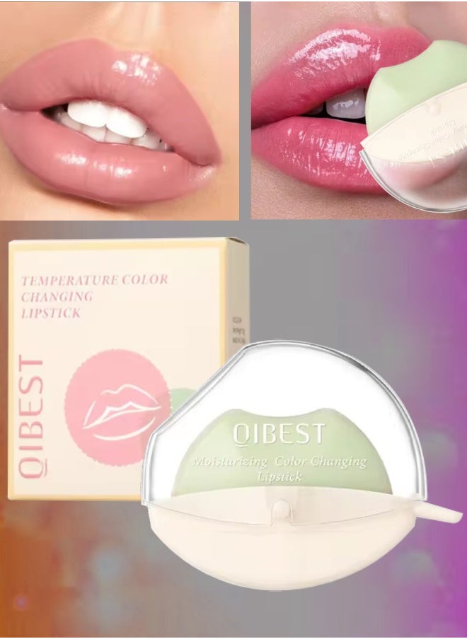 QiBest - Color Changing Lip Shape Lipstick with Beeswax Moisturize Hydrating Glow Lipstick Shimmer Moisturizing Temperature Color Changing Lip Tint Long Lasting Easy to Color Lip Balm 03 - Image 1