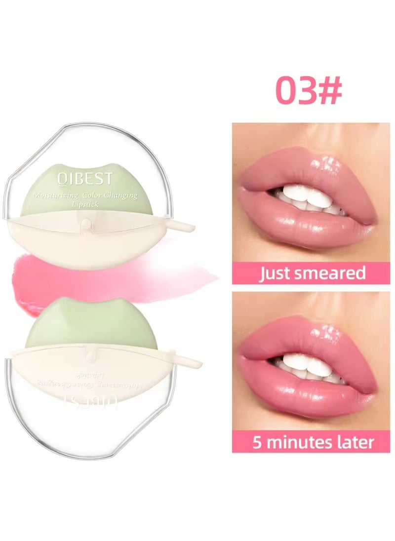 QiBest - Color Changing Lip Shape Lipstick with Beeswax Moisturize Hydrating Glow Lipstick Shimmer Moisturizing Temperature Color Changing Lip Tint Long Lasting Easy to Color Lip Balm 03 - Image 1