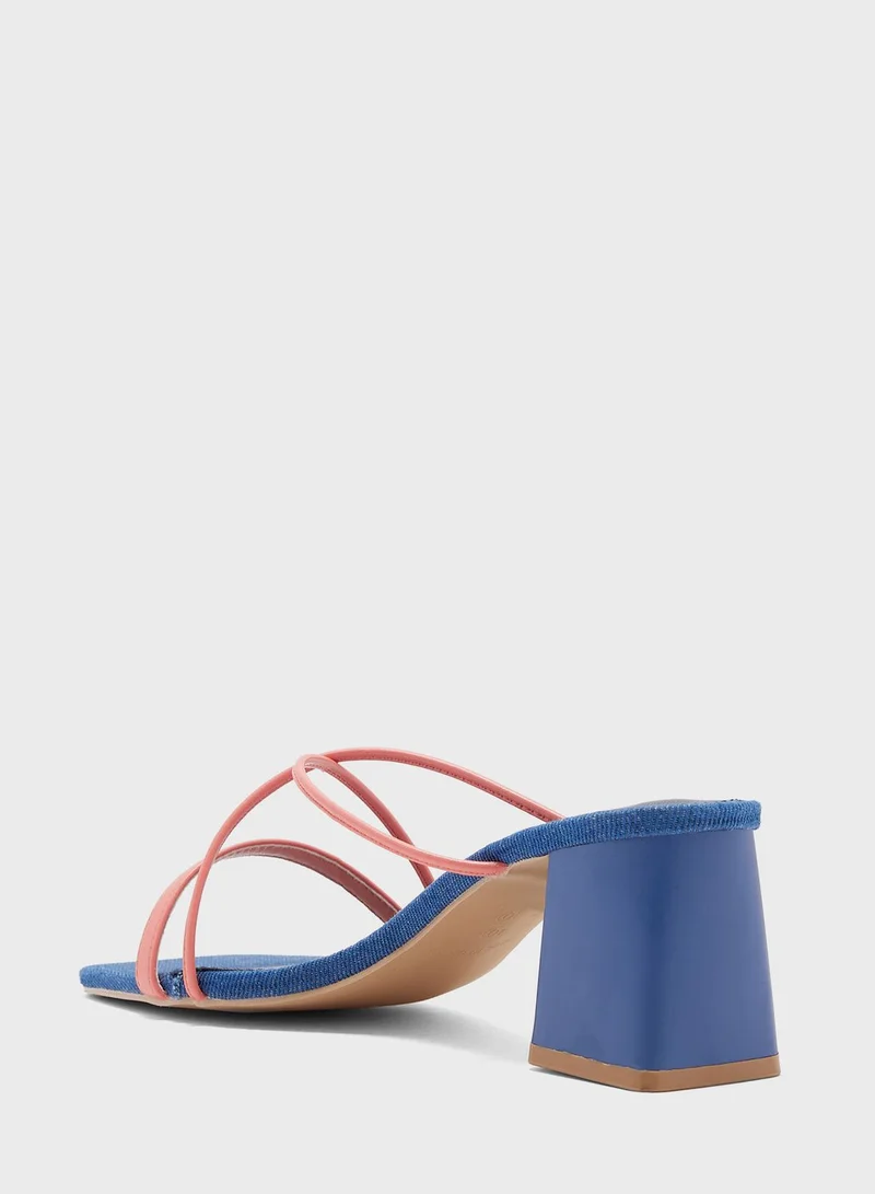 ELLA Denim Colourblock Heeled Mule