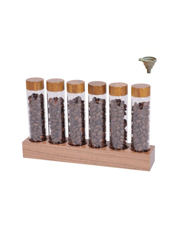 بالمعنى قاعدة صندوق تخزين حبوب القهوة، أنبوب اختبار من خشب الجوز الأسود مصنوع من زجاج البورسليكات العالي، رف عرض لتخزين زجاجات العلاج العطري - Image 1