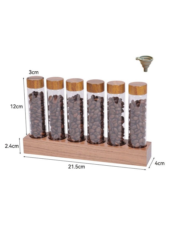 بالمعنى قاعدة صندوق تخزين حبوب القهوة، أنبوب اختبار من خشب الجوز الأسود مصنوع من زجاج البورسليكات العالي، رف عرض لتخزين زجاجات العلاج العطري - Image 4