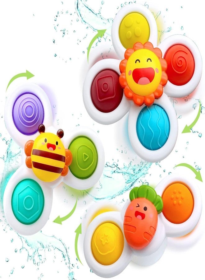 Cable World Baby Bath Toys for Kids - 3 PCS Popet Spinner Suction Cup Bath Toy for Baby Boys Girls, Waterproof Spinner Suction Cup Spinner Toy Sticks to Smooth Surface (Multi Color & Design) - Image 3