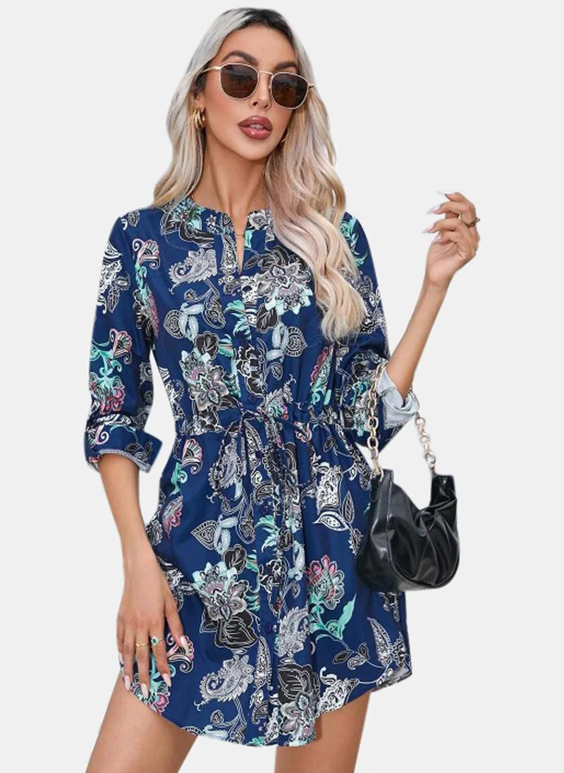 يونيكي Blue Floral Printed Dress