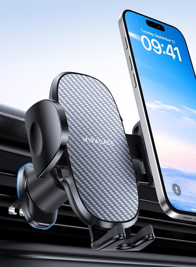 Miracase Car Vent Phone Mount, Universal Cell Phone Mount [Upgraded Clip Never Fall Off] Hands Free Airvent Phone Holders for Your Car Compatible with iPhone All Smartphones, Dark Black - Image 1