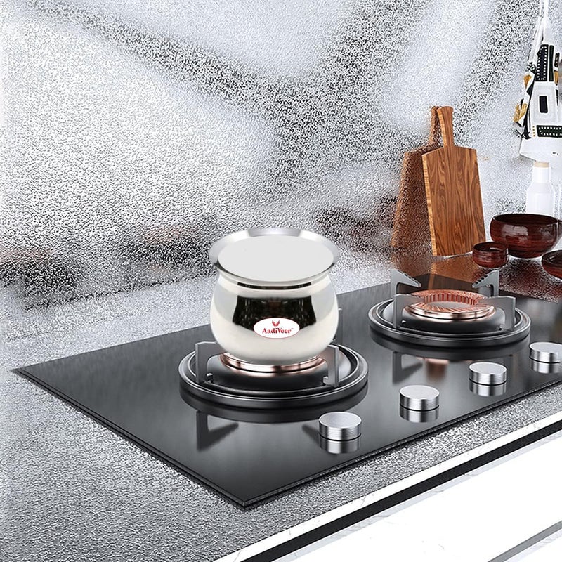 AadiVeer AadiVeer 1350ml High Mirror Polished Stainless Steel Steel Pot Milk Pot | Milk Handi | Steel Handi | Dahi Handi, Cook and Serve, Silver  - Image 3