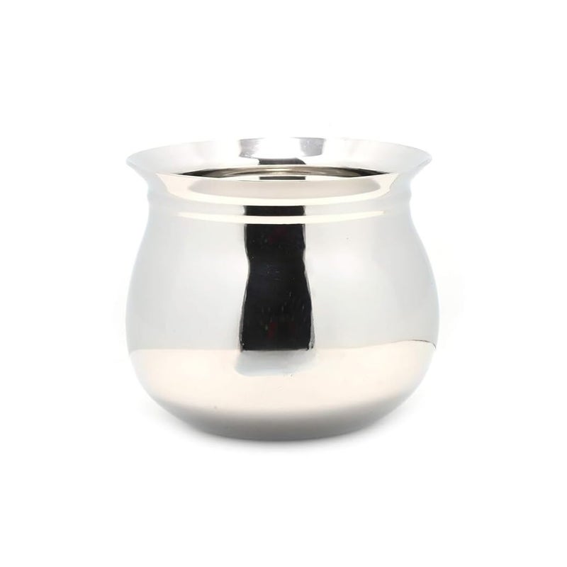 AadiVeer AadiVeer 1350ml High Mirror Polished Stainless Steel Steel Pot Milk Pot | Milk Handi | Steel Handi | Dahi Handi, Cook and Serve, Silver  - Image 1