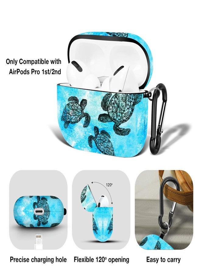 WIRESTER for Airpods Case Earpod Case Cover Girls Women Protective Skin Design with Keychain Compatible with AirPods Pro 1st 2nd Generation Charging Case - Ocean Sea Turtles - Image 3