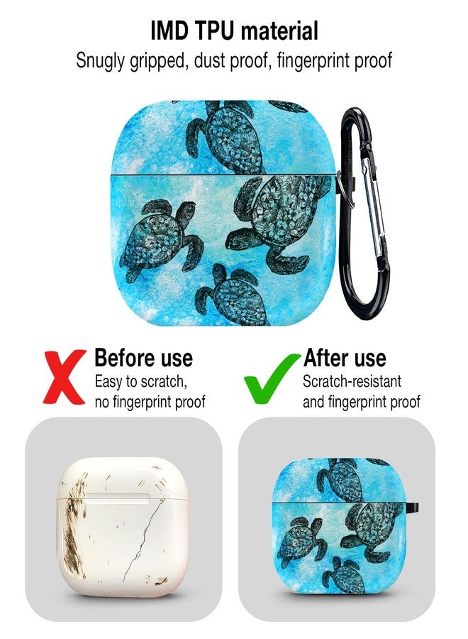 WIRESTER for Airpods Case Earpod Case Cover Girls Women Protective Skin Design with Keychain Compatible with AirPods Pro 1st 2nd Generation Charging Case - Ocean Sea Turtles - Image 2
