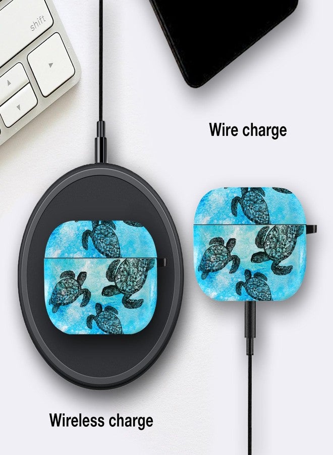 WIRESTER for Airpods Case Earpod Case Cover Girls Women Protective Skin Design with Keychain Compatible with AirPods Pro 1st 2nd Generation Charging Case - Ocean Sea Turtles - Image 5