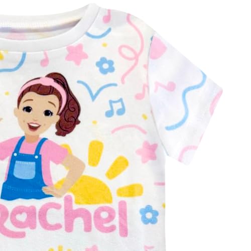Ms. Rachel 2 Piece Pajama Set - Toddler Girls Boys PJ Set, Short Sleeve Shirt & Pants - Kids Sleepwear Set - Official License White - Image 2
