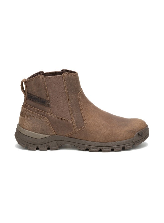CATERPILLAR CAT Men’s Threshold Chelsea Boot – Full‑Grain Leather, Slip‑Resistant, Cushioned Comfort, Durable Work/Casual Boot – Mushroom - Image 1