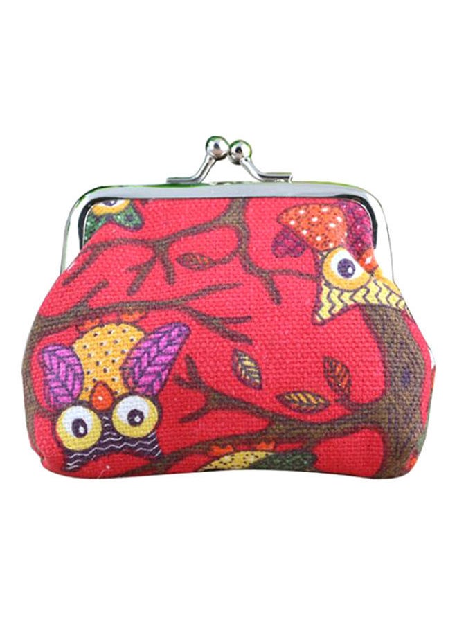 NIBEMINENT Cute Owl Printed Coin Purse Red 