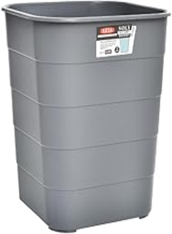 AKSA Soly Plastic Square Office Waste Basket - Dark Gray