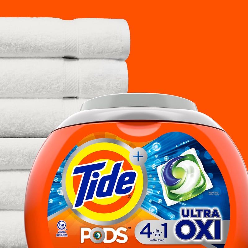 Tide PODS Ultra Oxi Laundry Detergent Soap Pacs, 61 Count, 4 in 1 Laundry Pods with Built-In-Pretreaters and Stain Remover - Image 5