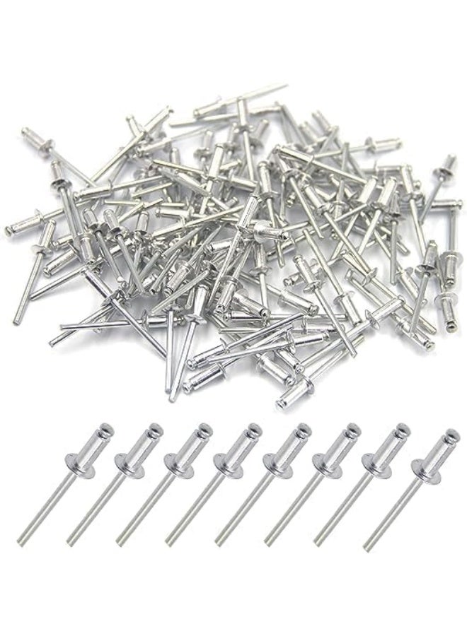 NJM 4mm x 16mm Alloy Rivets, 100 Pack – Rivets for Metal, Blind Rivet, Dome Head Rivet, Aluminium Body and Steel Mandrel Pop Rivets for Tinplate, Metal Fastening, Leather – Push Rivets - Image 1